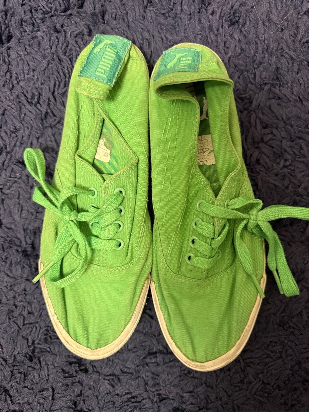 Puma Women's Bright Green Canvas Low-Top Sneakers